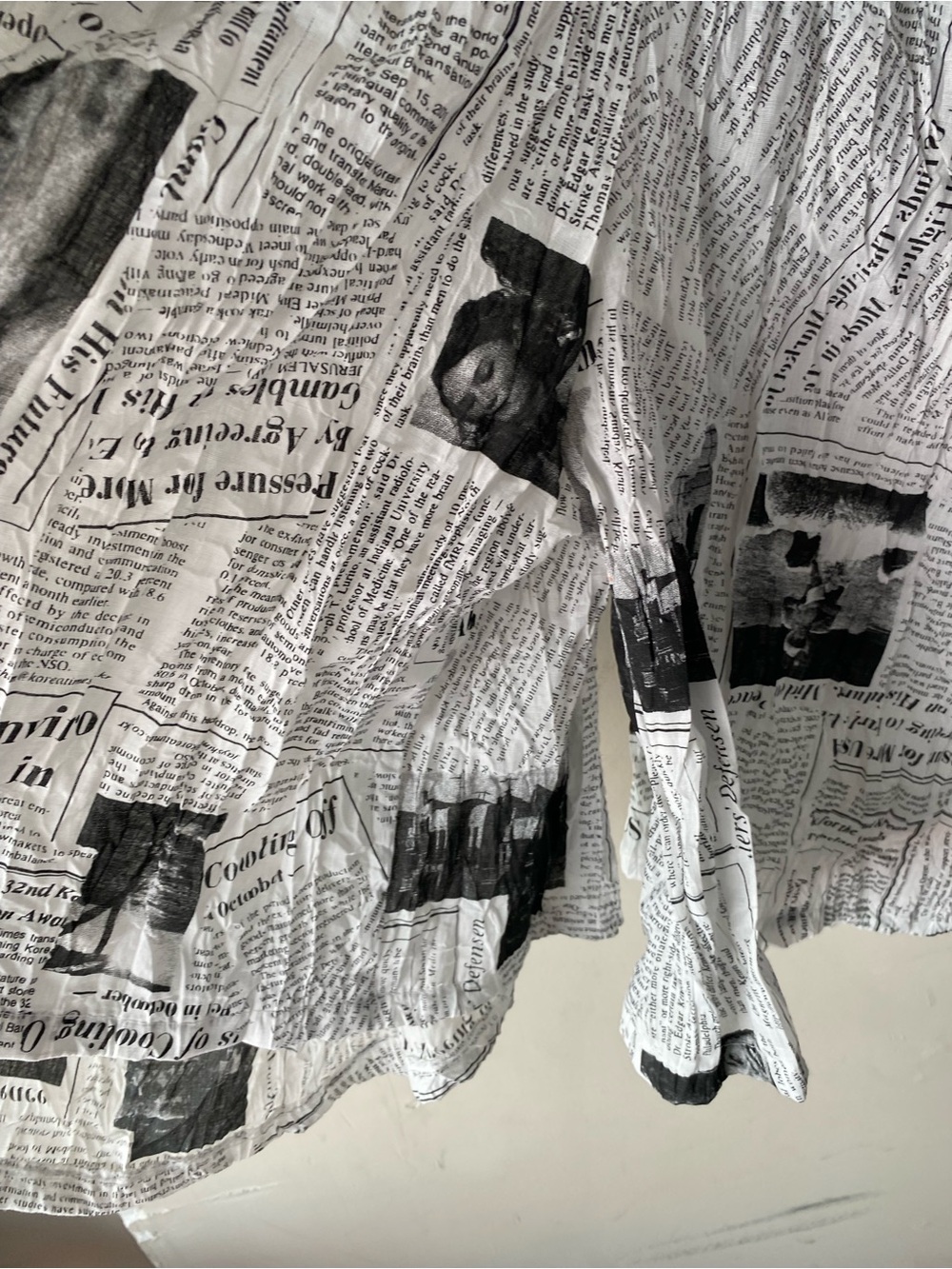 NWOT Ki Meng Newspaper Print Drop Crotch Harem Pants S Y2K Lagenlook - Picture 4 of 13